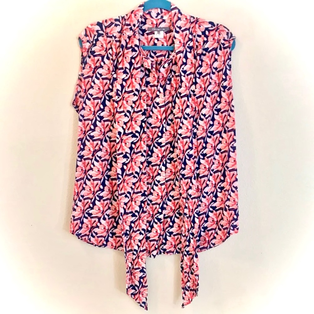 Pippa Silk Cap Sleeve Tie Neck Blouse - Sz 12